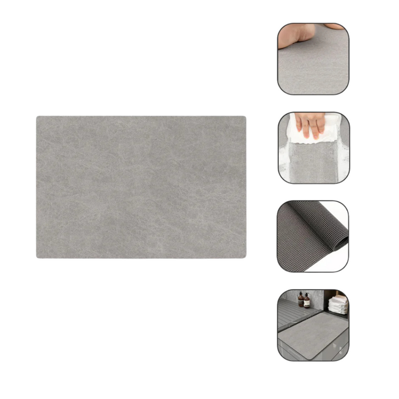 Tapete de Pedra Diatomita para Banheiro – Secagem Instantânea | 60cm x 39cm | Antiderrapante e Impermeável