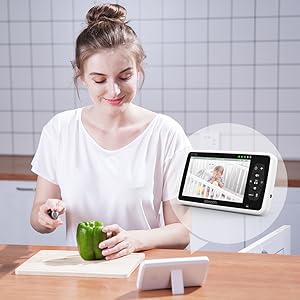 New 5 inch Video Baby Monitor with Camera and Audio, 4X Zoom, 22Hrs Battery, 1000ft Range 2-Way Audio Temperature Sensor Lullaby