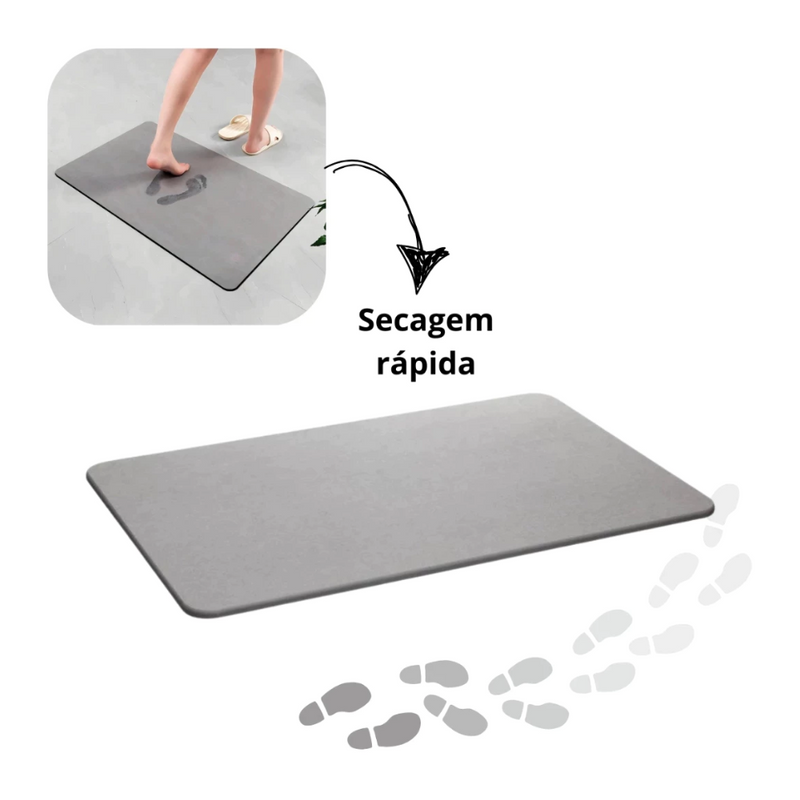 Tapete de Pedra Diatomita para Banheiro – Secagem Instantânea | 60cm x 39cm | Antiderrapante e Impermeável