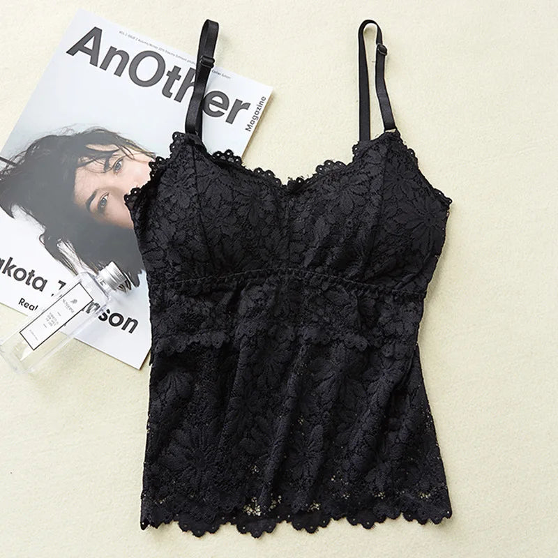 Top Bralette de Renda Floral – Sexy, Confortável e com Bojo Removível