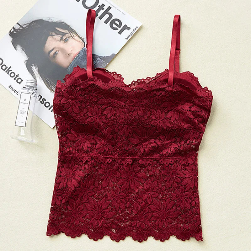 Top Bralette de Renda Floral – Sexy, Confortável e com Bojo Removível