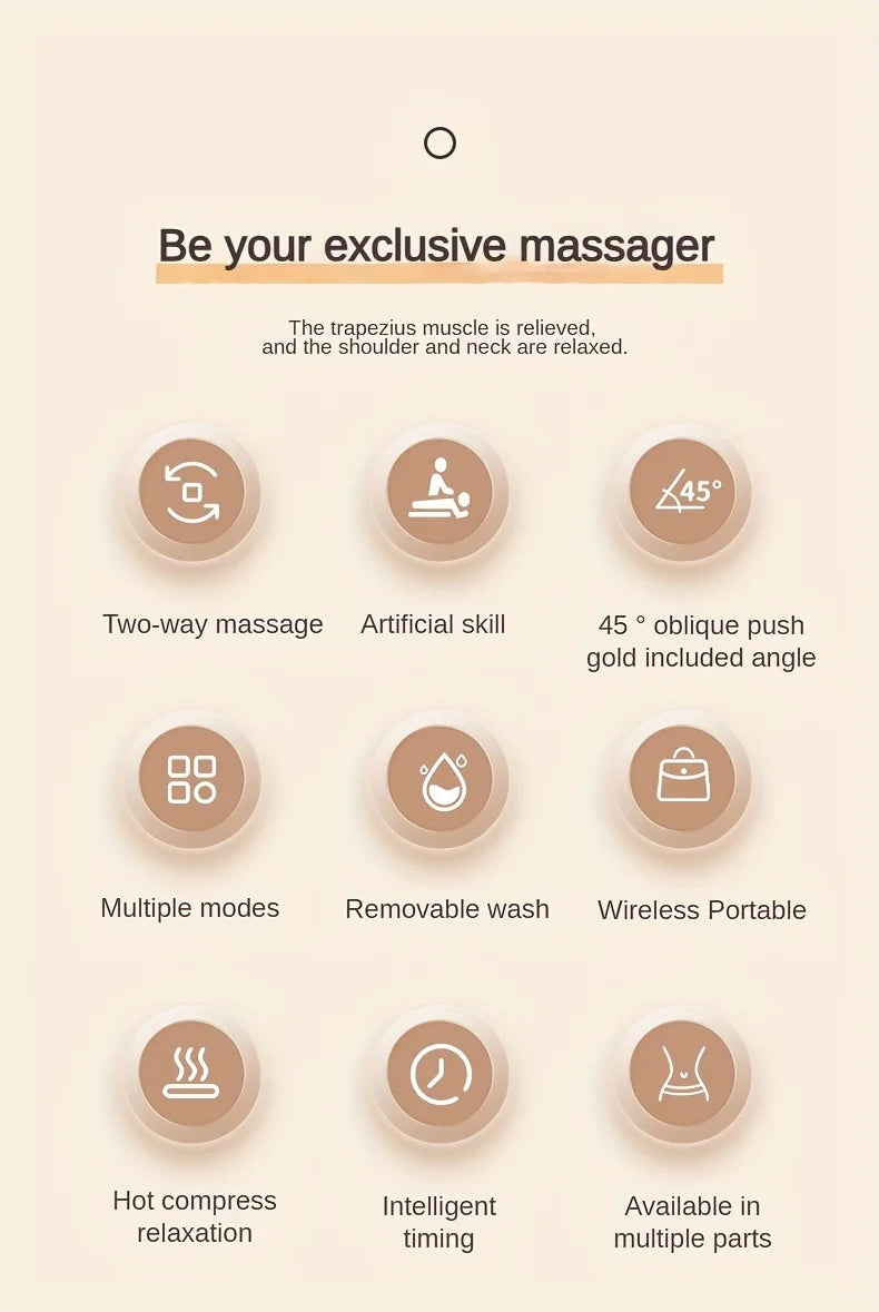 Massageador de Ombros e Pescoço Recarregável – Alívio e Relaxamento em Casa!