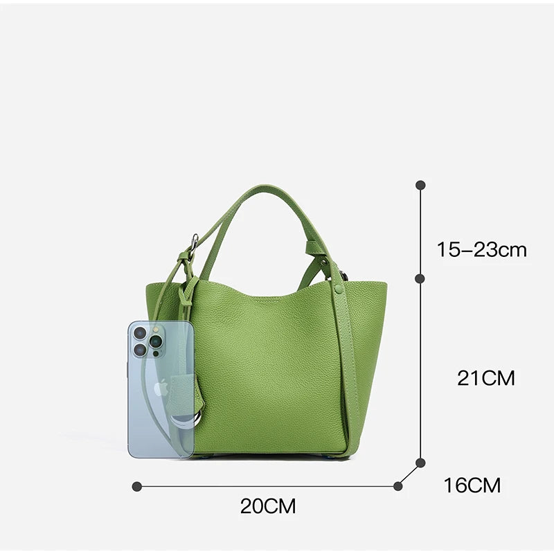 Bolsa Feminina de Couro Legítimo – Luxo Primavera/Verão 2025 | Estilo Cesta | Grande Capacidade