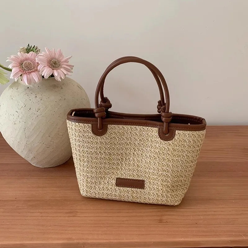 Bolsa Feminina de Palha Estilo Bucket – Casual, Leve e Sofisticada para o Verão