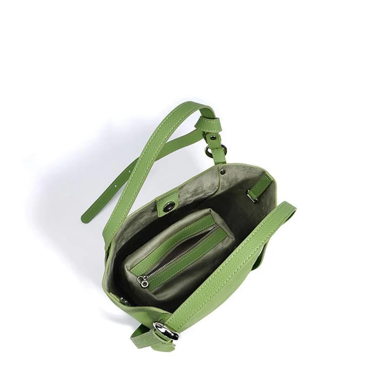 Bolsa Feminina de Couro Legítimo – Luxo Primavera/Verão 2025 | Estilo Cesta | Grande Capacidade