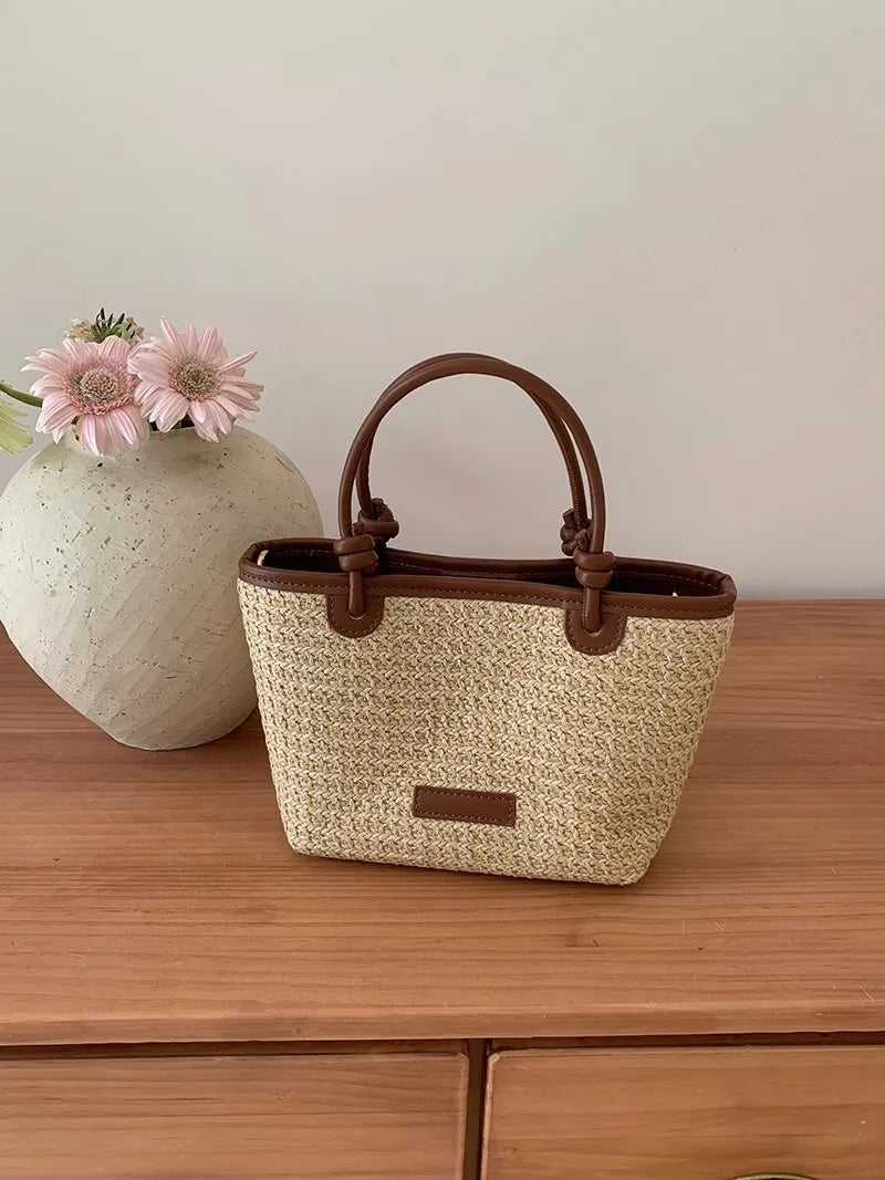 Bolsa Feminina de Palha Estilo Bucket – Casual, Leve e Sofisticada para o Verão
