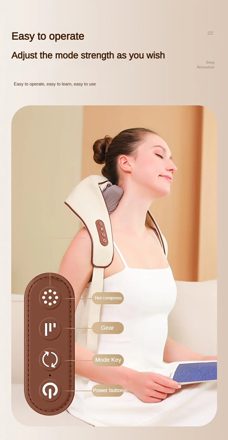 Massageador de Ombros e Pescoço Recarregável – Alívio e Relaxamento em Casa!