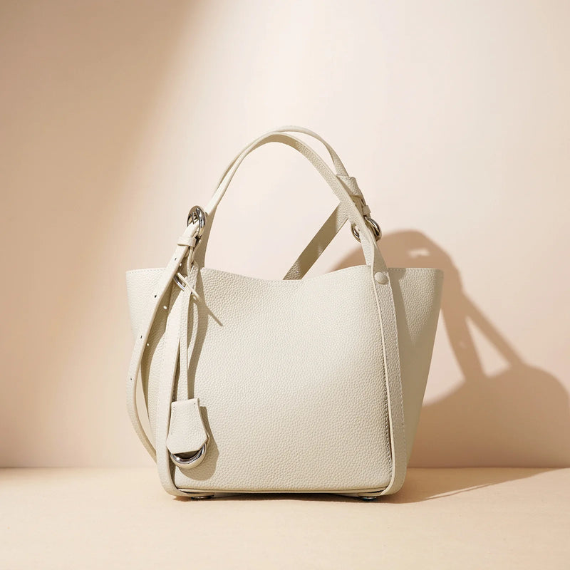 Bolsa Feminina de Couro Legítimo – Luxo Primavera/Verão 2025 | Estilo Cesta | Grande Capacidade